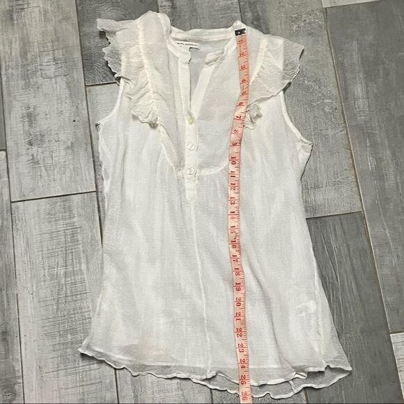 VTG Banana Republic Ivory Swiss Dot 100% Silk Chiffon Flutter Sleeveless Top S - Picture 9 of 12